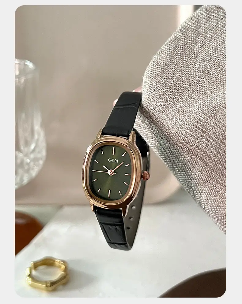 Women's Gedi Retro Quartz Watch with Genuine Leather Band — feature 12