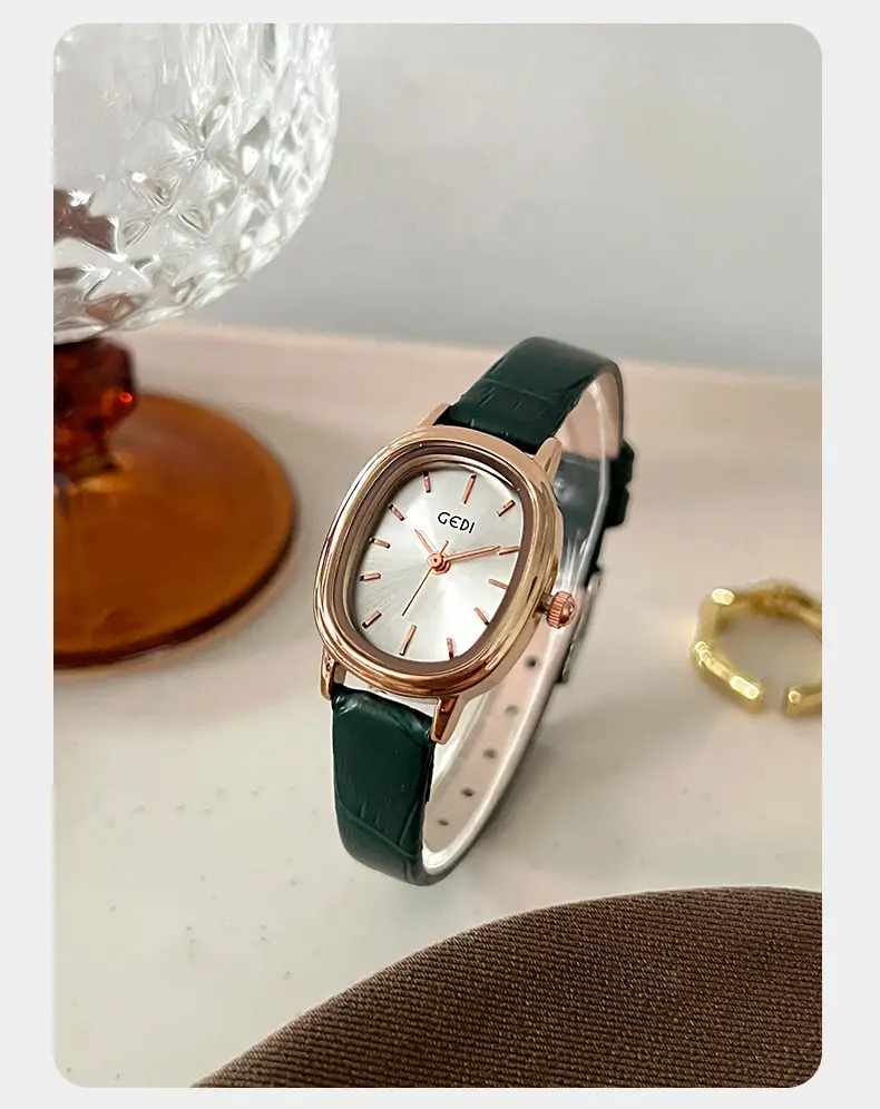 Women's Gedi Retro Quartz Watch with Genuine Leather Band — feature 13