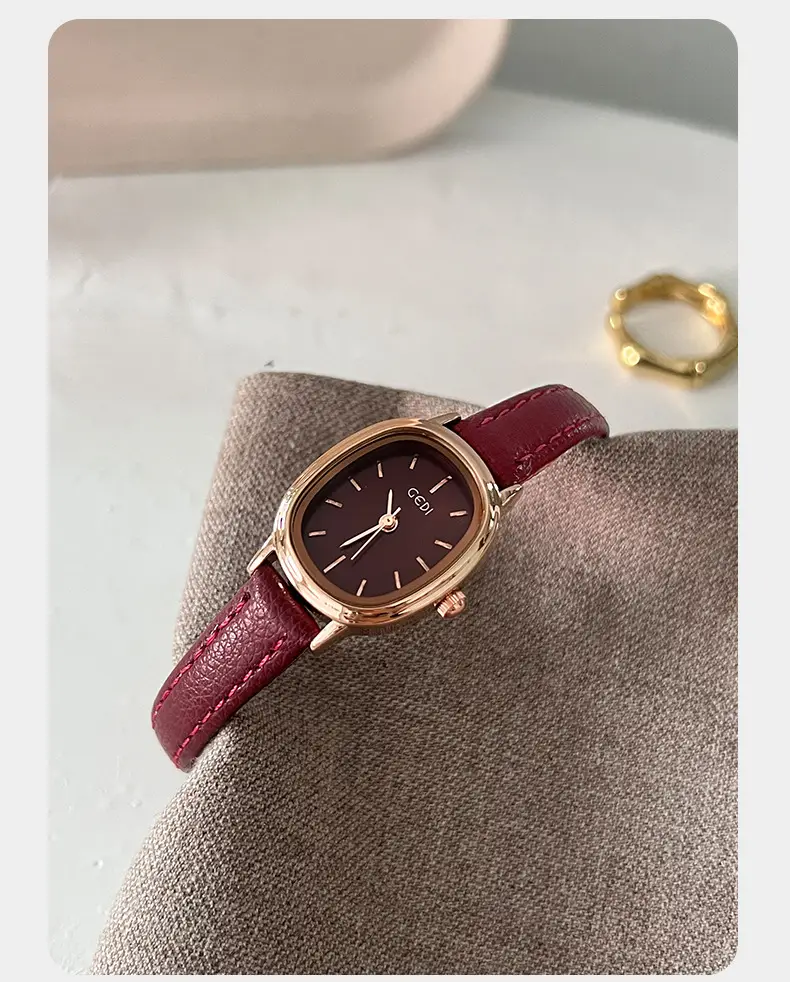 Women's Gedi Retro Quartz Watch with Genuine Leather Band — feature 15