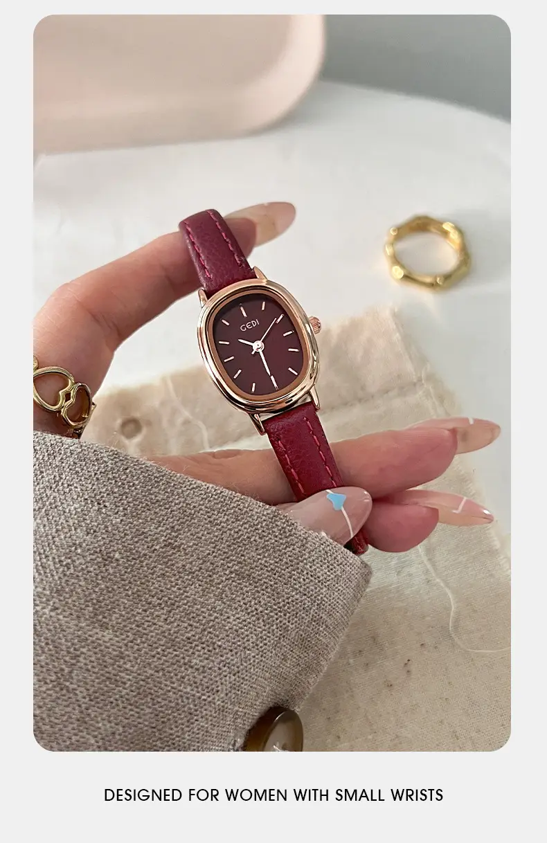 Women's Gedi Retro Quartz Watch with Genuine Leather Band — feature 5