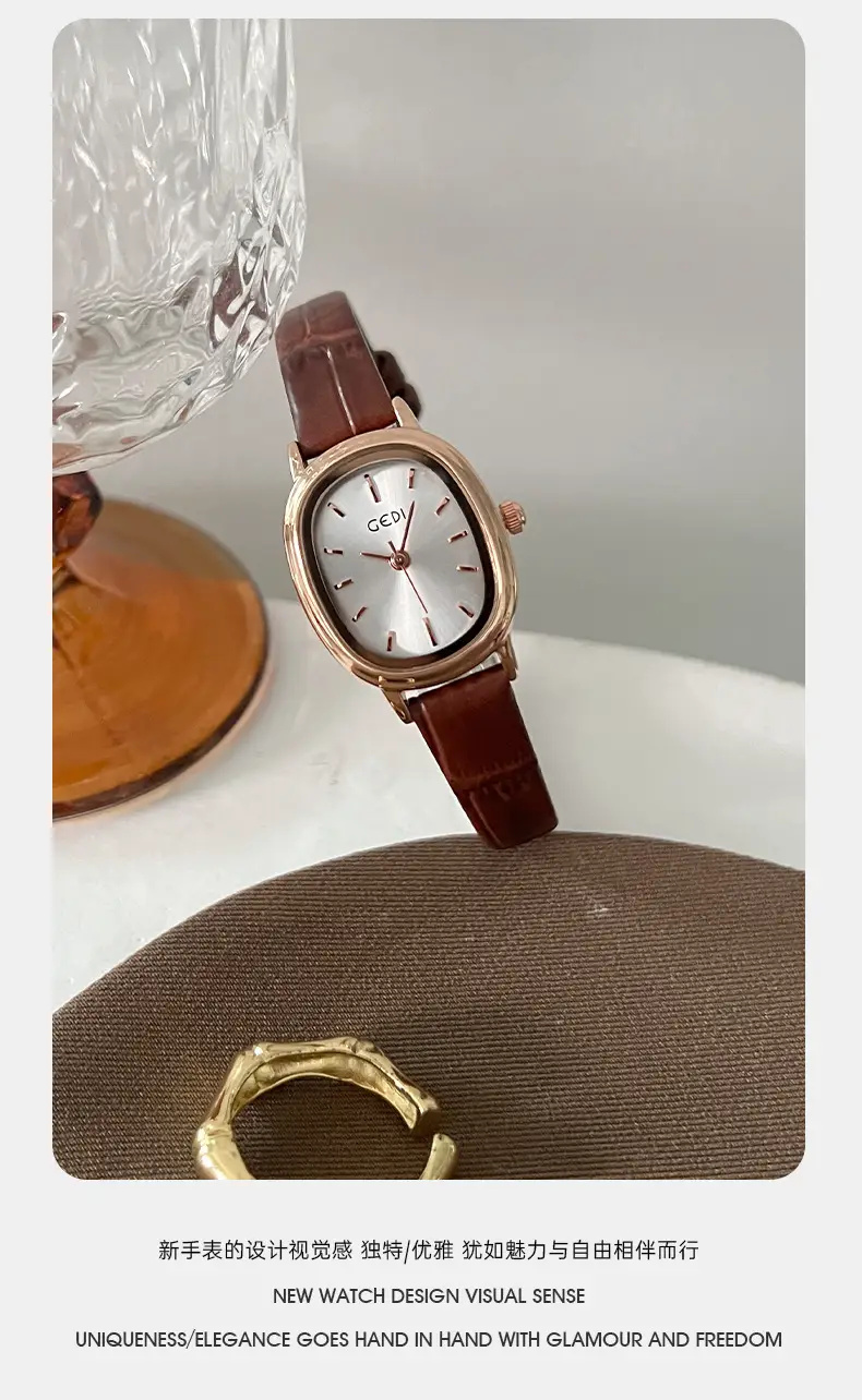 Women's Gedi Retro Quartz Watch with Genuine Leather Band — feature 6