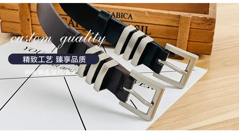 Women's Black Leather Belt with Silver Buckle — feature 8