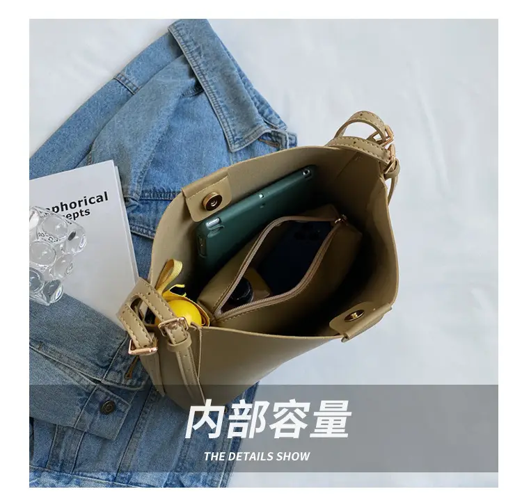 2024 Retro Brown Leather Bucket Bag with Tassel — feature 7