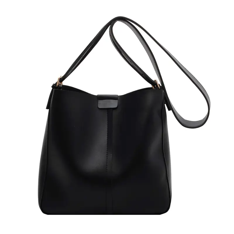 2024 Retro Brown Leather Bucket Bag with Tassel - Image 2