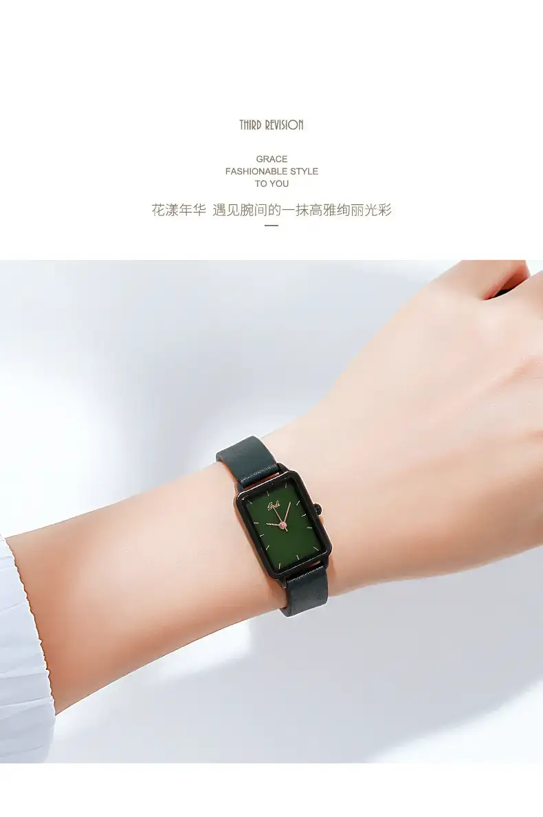 Korean Style Green Leather Watch for Women — feature 10