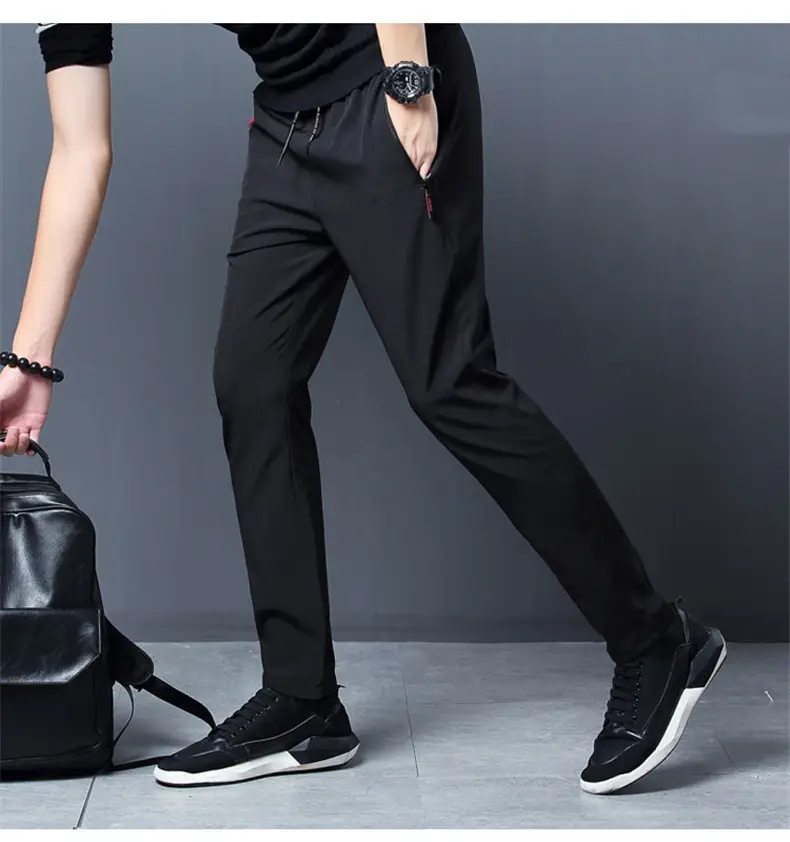 Men's Black Slim Fit Zipper Pants Casual Sports Wear — feature 8