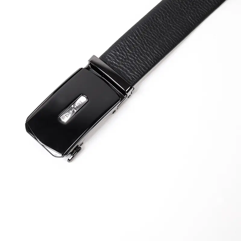 Men's Black Cut Label Belt with Automatic Buckle