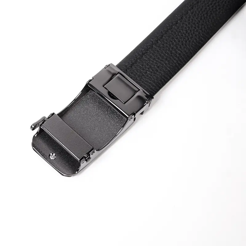 Men's Black Cut Label Belt with Automatic Buckle