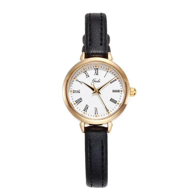 Women's Rose Gold Roman Scale Watch with Leather Belt - Image 9