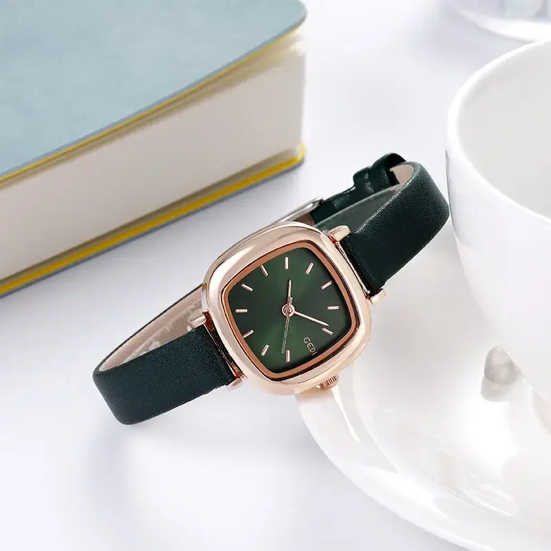 Women's Gedi Retro Square Watch Red Leather Band