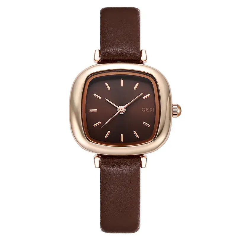 Women's Gedi Retro Square Watch Red Leather Band