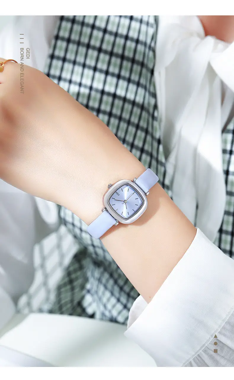 Women's Gedi Retro Square Watch Red Leather Band — feature 10
