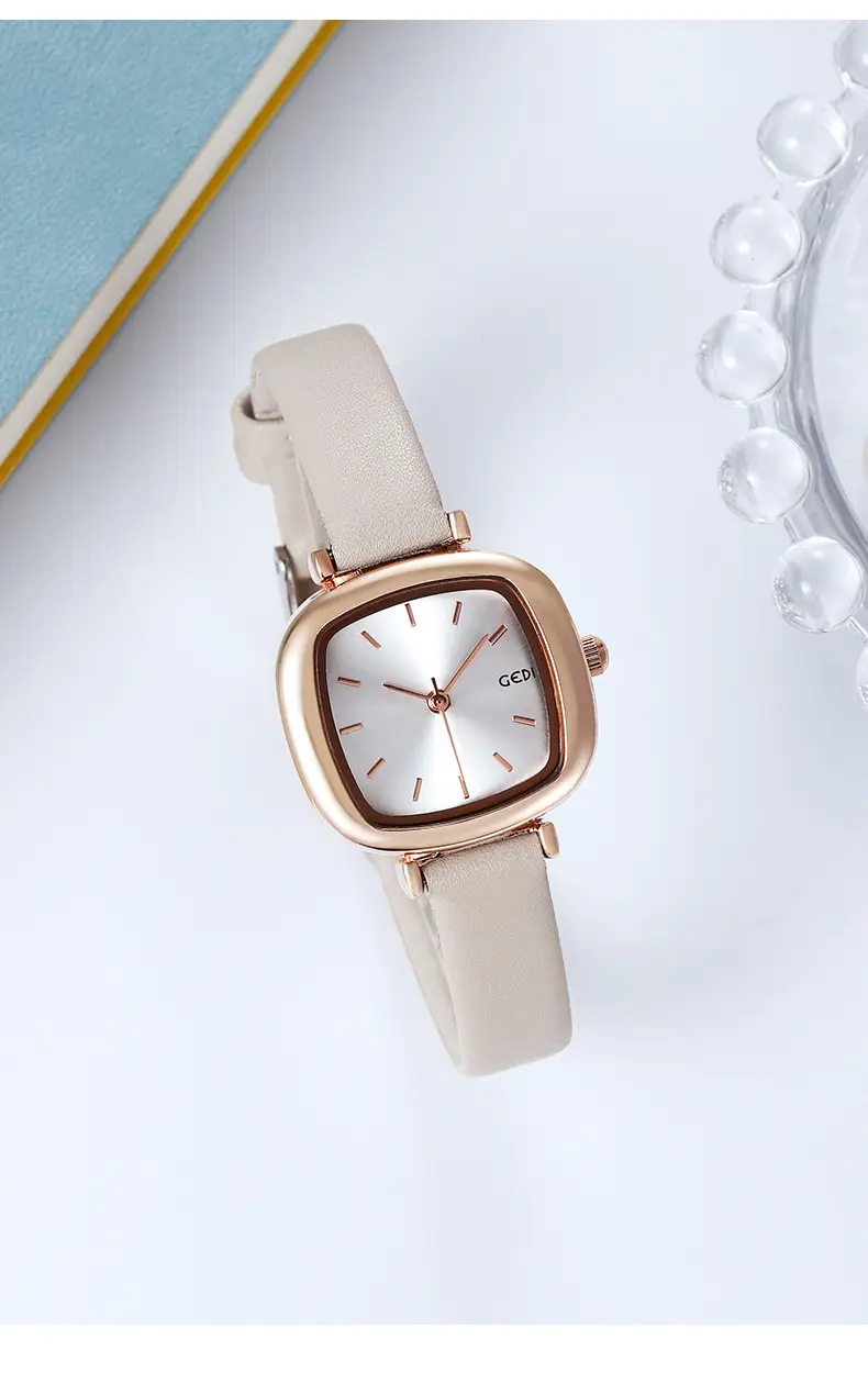 Women's Gedi Retro Square Watch Red Leather Band — feature 19