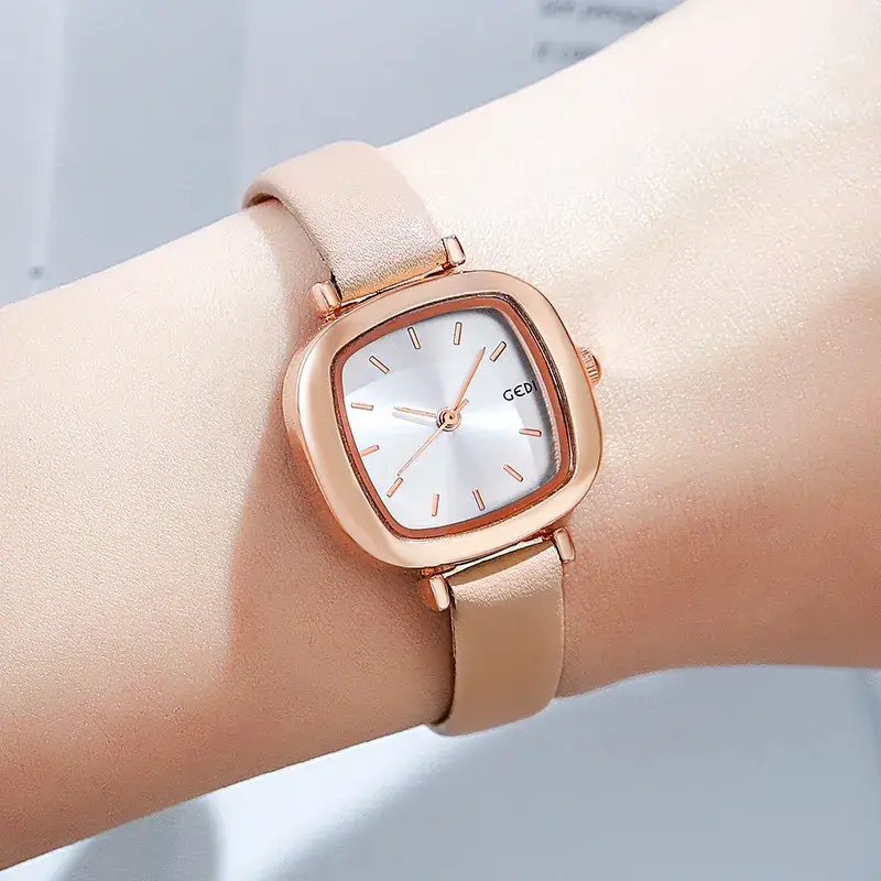 Women's Gedi Retro Square Watch Red Leather Band