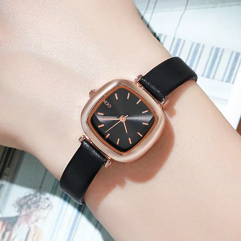 Women's Gedi Retro Square Watch Red Leather Band