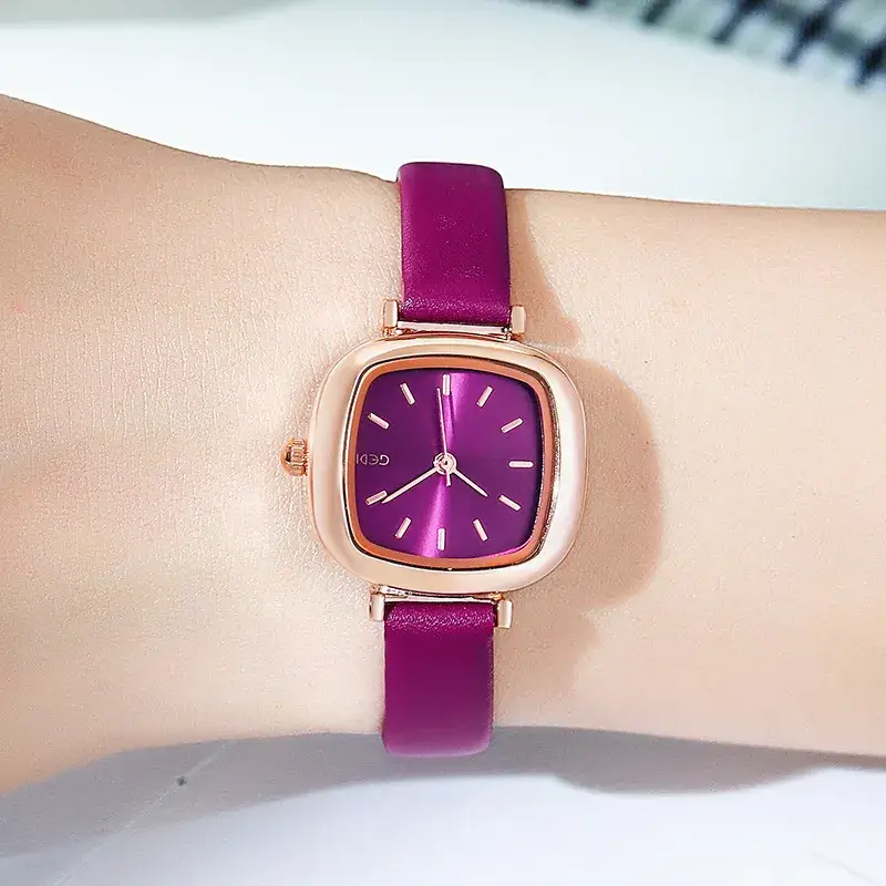 Women's Gedi Retro Square Watch Red Leather Band