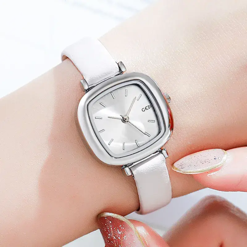 Women's Gedi Retro Square Watch Red Leather Band