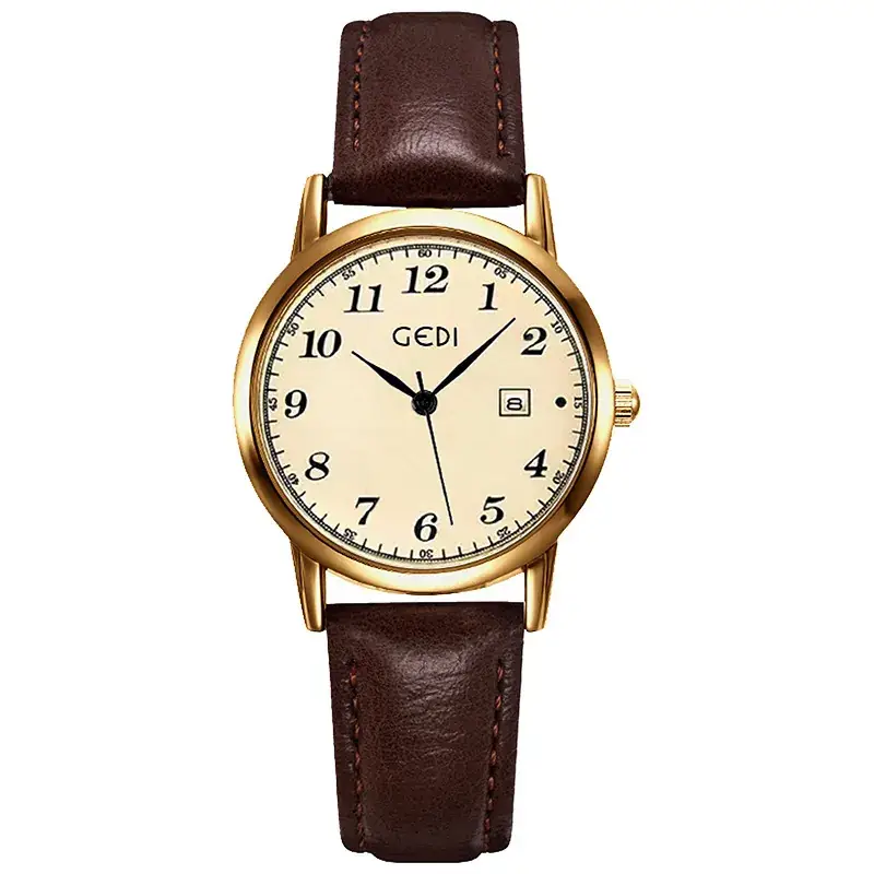 Women's Korean Style Quartz Watch with Brown Belt