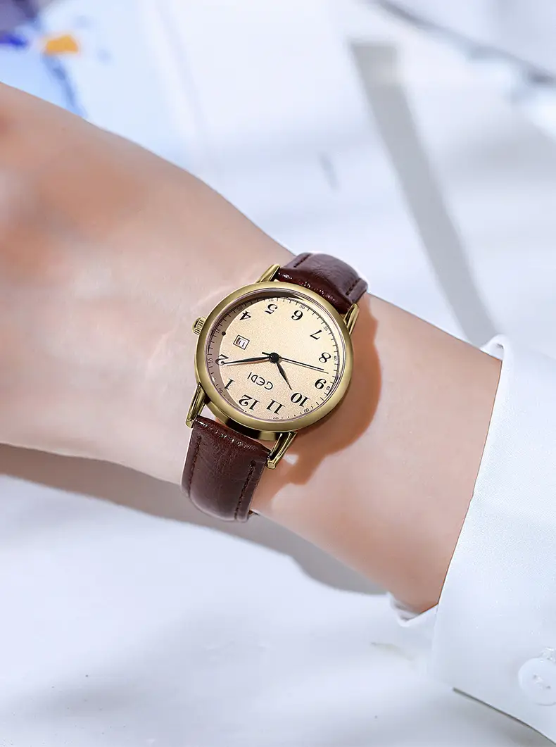 Women's Korean Style Quartz Watch with Brown Belt — feature 3