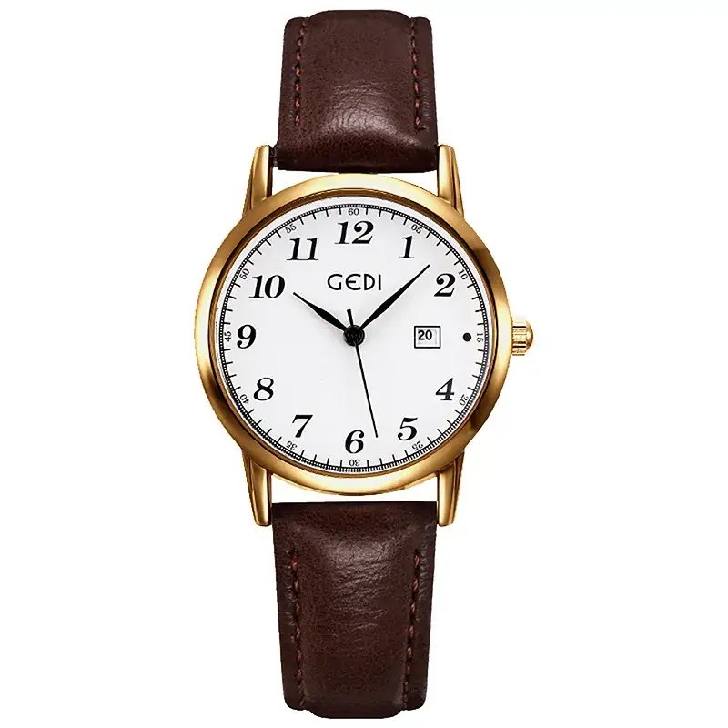 Women's Korean Style Quartz Watch with Brown Belt