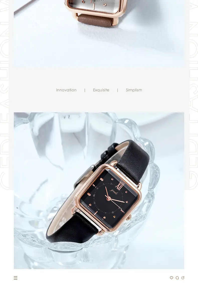 Women's Gedi Retro Square Quartz Watch with Brown Leather Band — feature 8