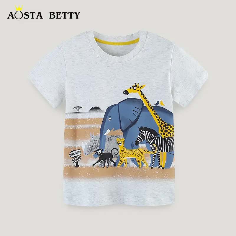 Kids Cartoon Elephant T-Shirt White Short Sleeve - Image 2