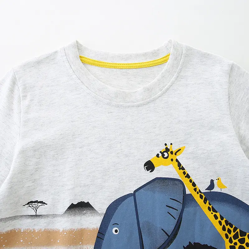Kids Cartoon Elephant T-Shirt White Short Sleeve - Image 5