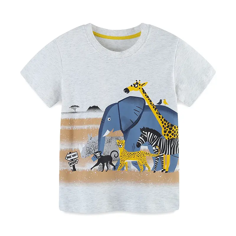 Kids Cartoon Elephant T-Shirt White Short Sleeve - Image 6