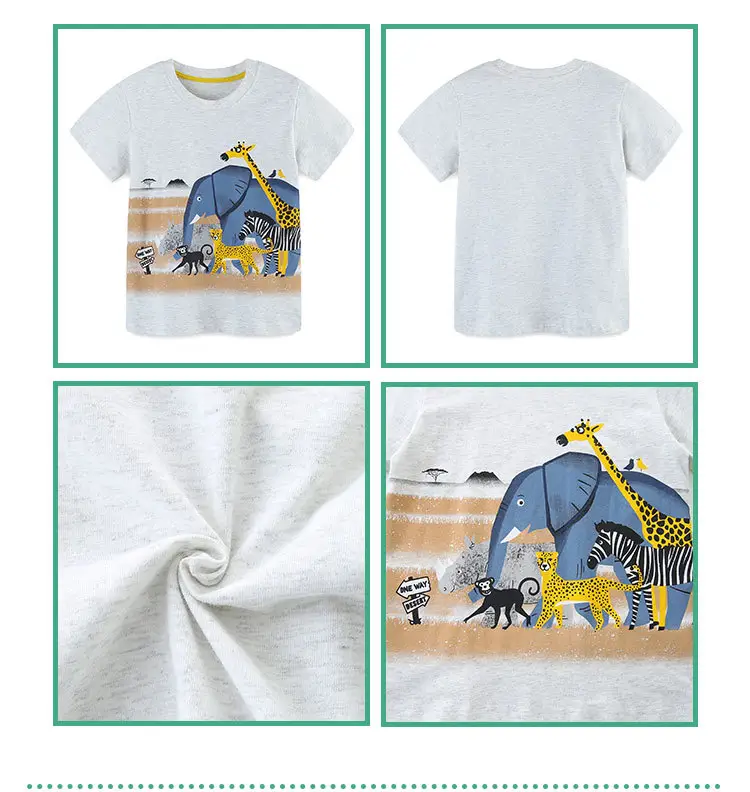 Kids Cartoon Elephant T-Shirt White Short Sleeve — feature 38