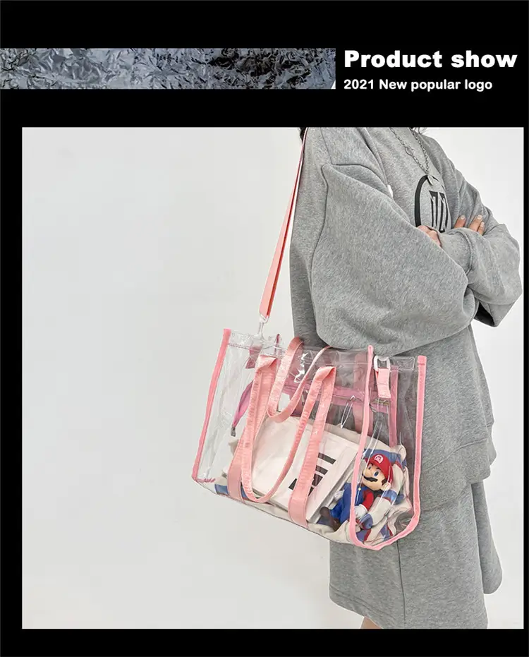 Transparent PVC Women's Beach Bag Orange Crossbody — feature 12