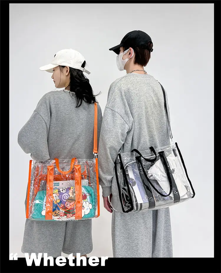 Transparent PVC Women's Beach Bag Orange Crossbody — feature 20