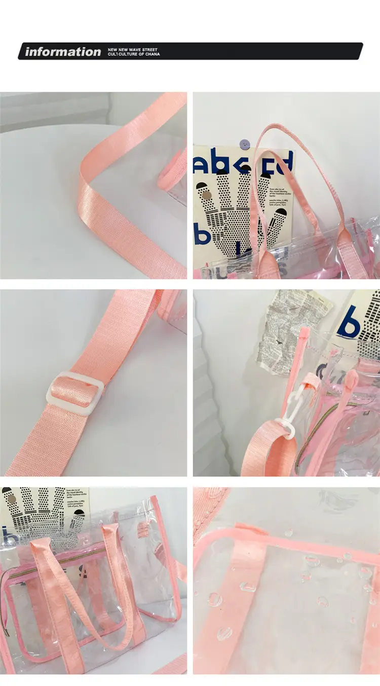 Transparent PVC Women's Beach Bag Orange Crossbody — feature 36