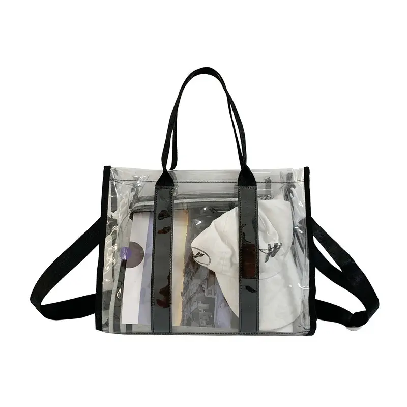 Transparent PVC Women's Beach Bag Orange Crossbody