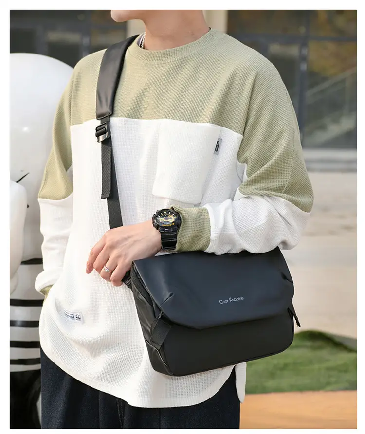 Men's Black Waterproof Crossbody Messenger Bag — feature 21