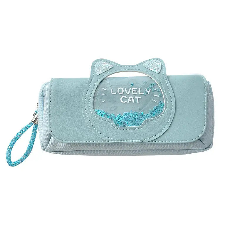 Cute Japanese quicksand pencil case student learning stationery large capacity high value girl pencil case pencil bag wholesale