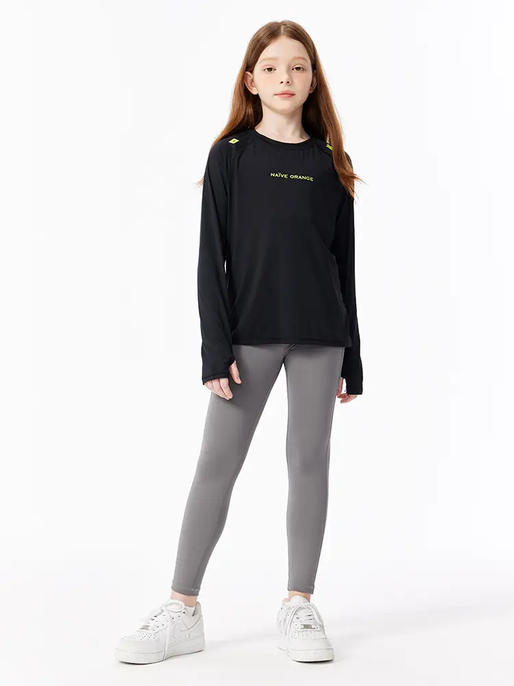 Kids Sweatshirt Black Long Sleeve Quick Dry Base Layer Top - Image 5