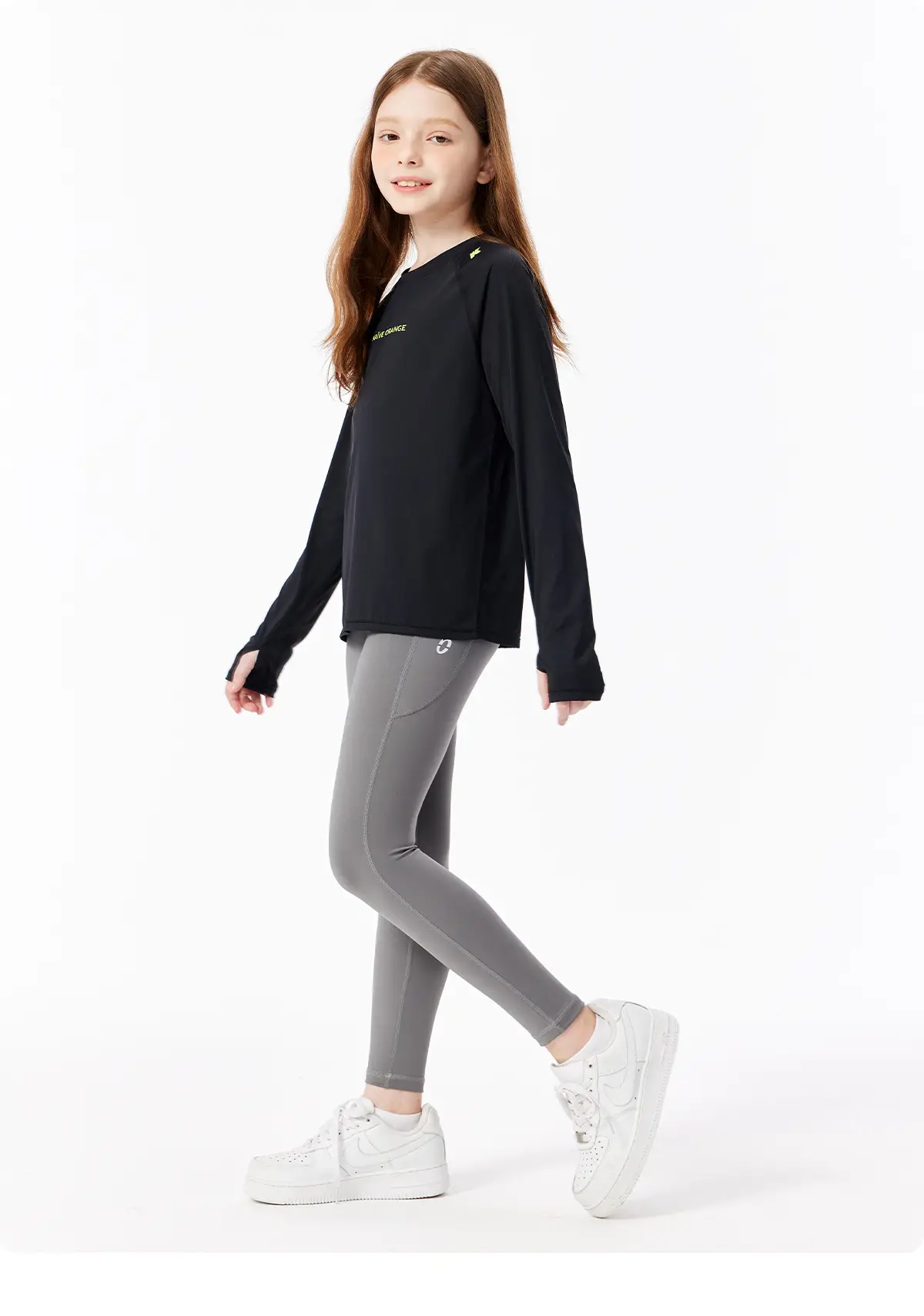 Kids Sweatshirt Black Long Sleeve Quick Dry Base Layer Top — feature 17