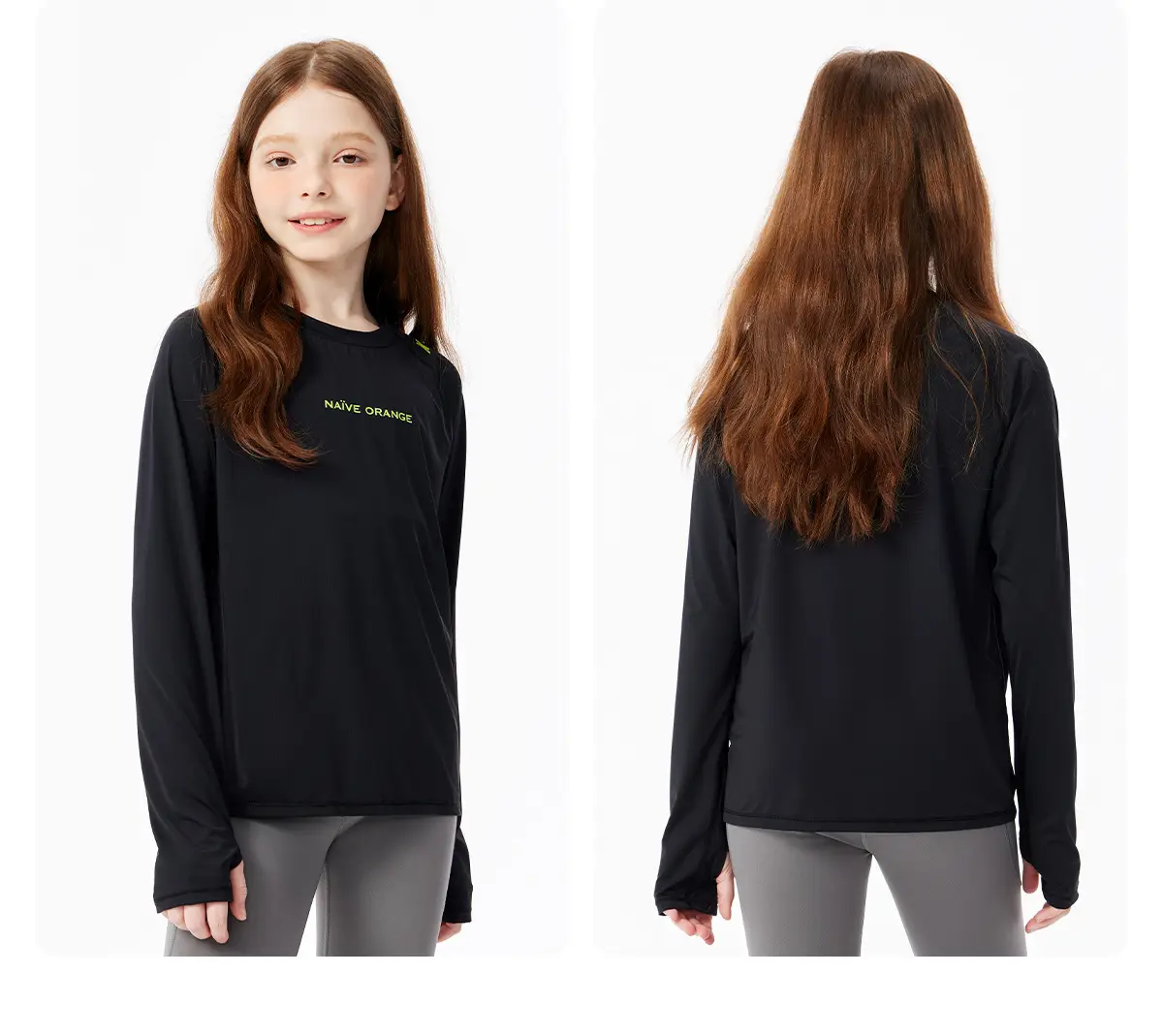 Kids Sweatshirt Black Long Sleeve Quick Dry Base Layer Top — feature 21