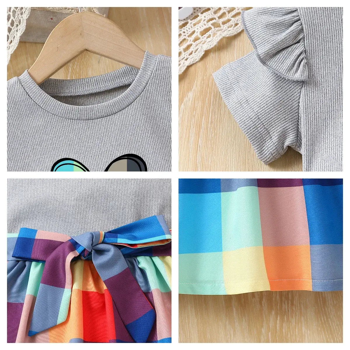 Girls Love Heart Rainbow Plaid Skirt Set — feature 21