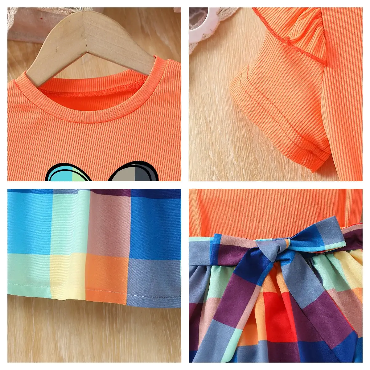 Girls Love Heart Rainbow Plaid Skirt Set — feature 3