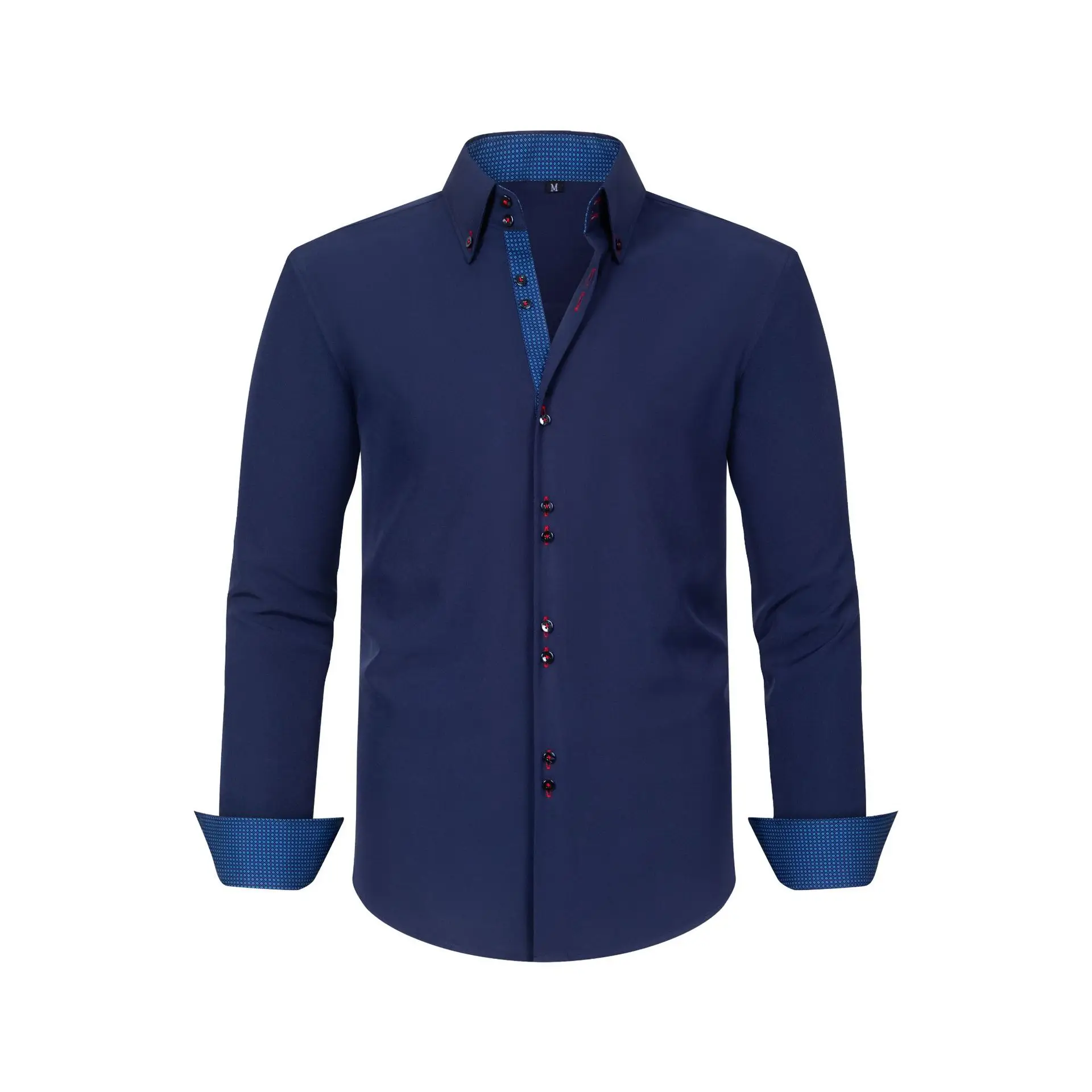 Men's Black Cross-Bound Shirt with Red Sleeves — feature 16