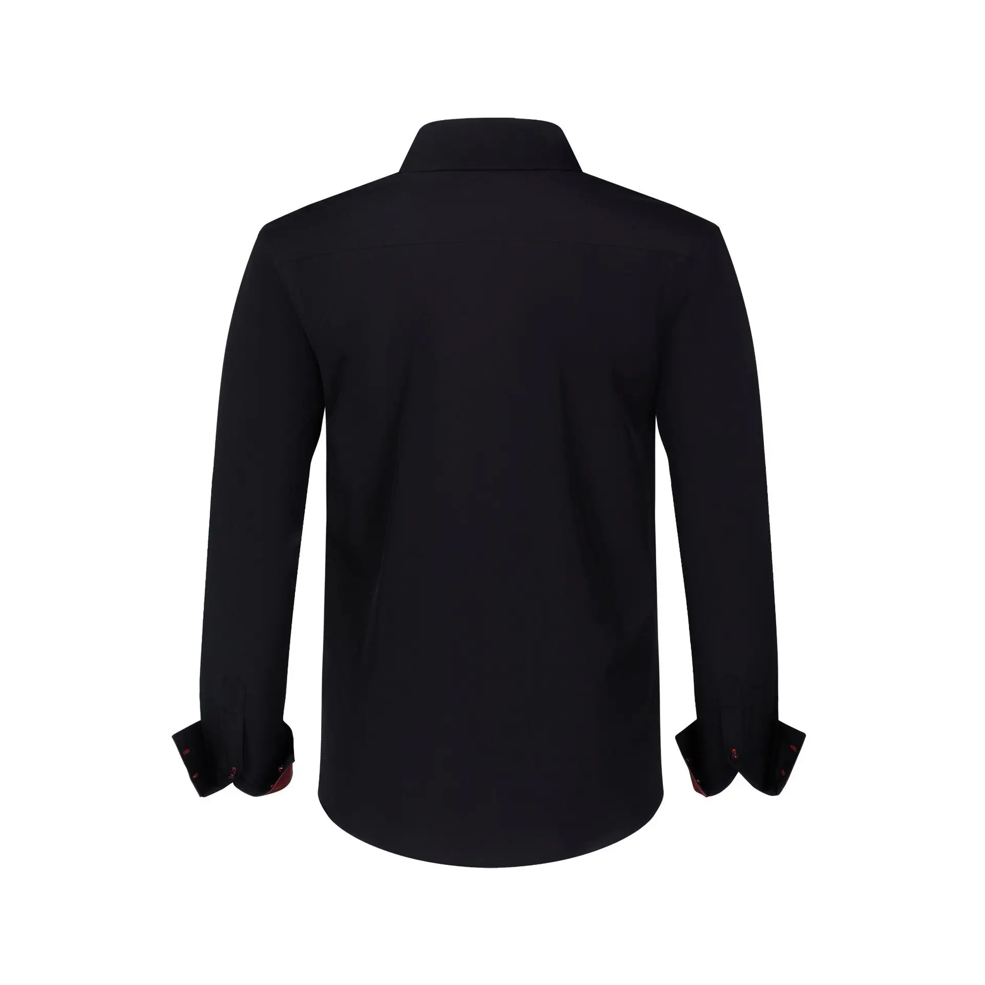 Men's Black Cross-Bound Shirt with Red Sleeves — feature 19