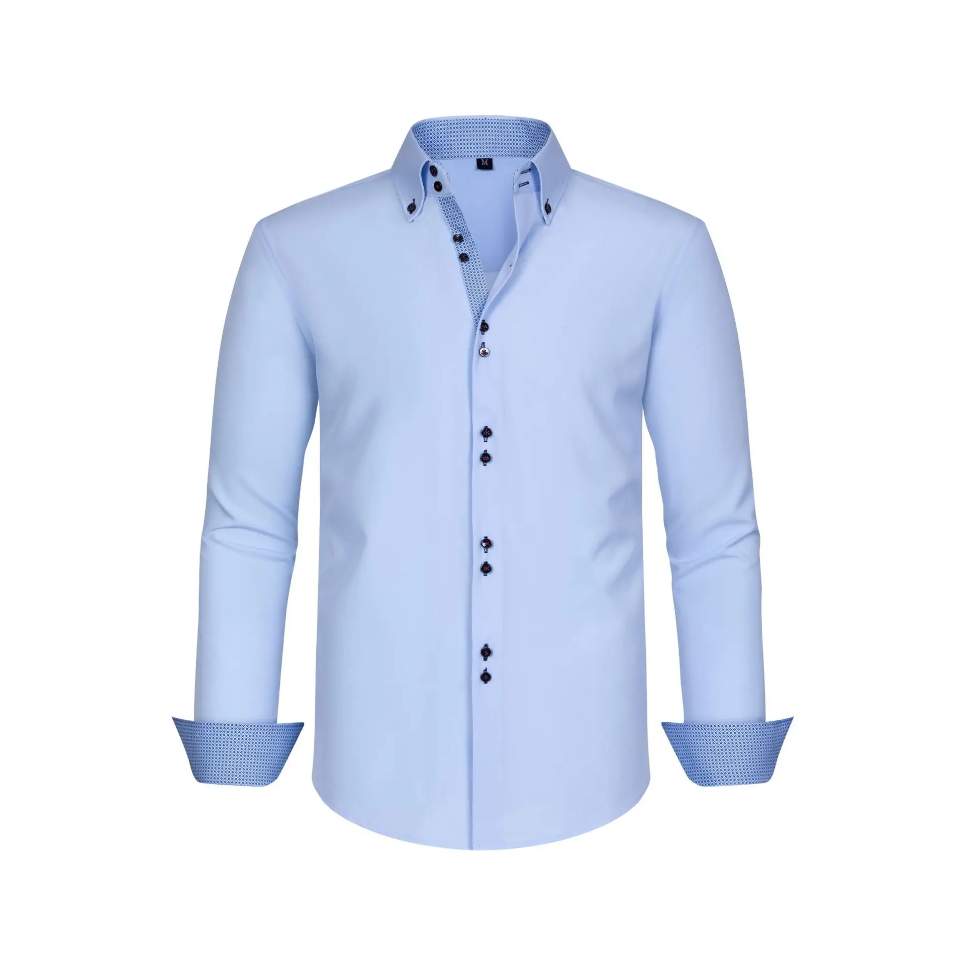 Men's Black Cross-Bound Shirt with Red Sleeves — feature 6