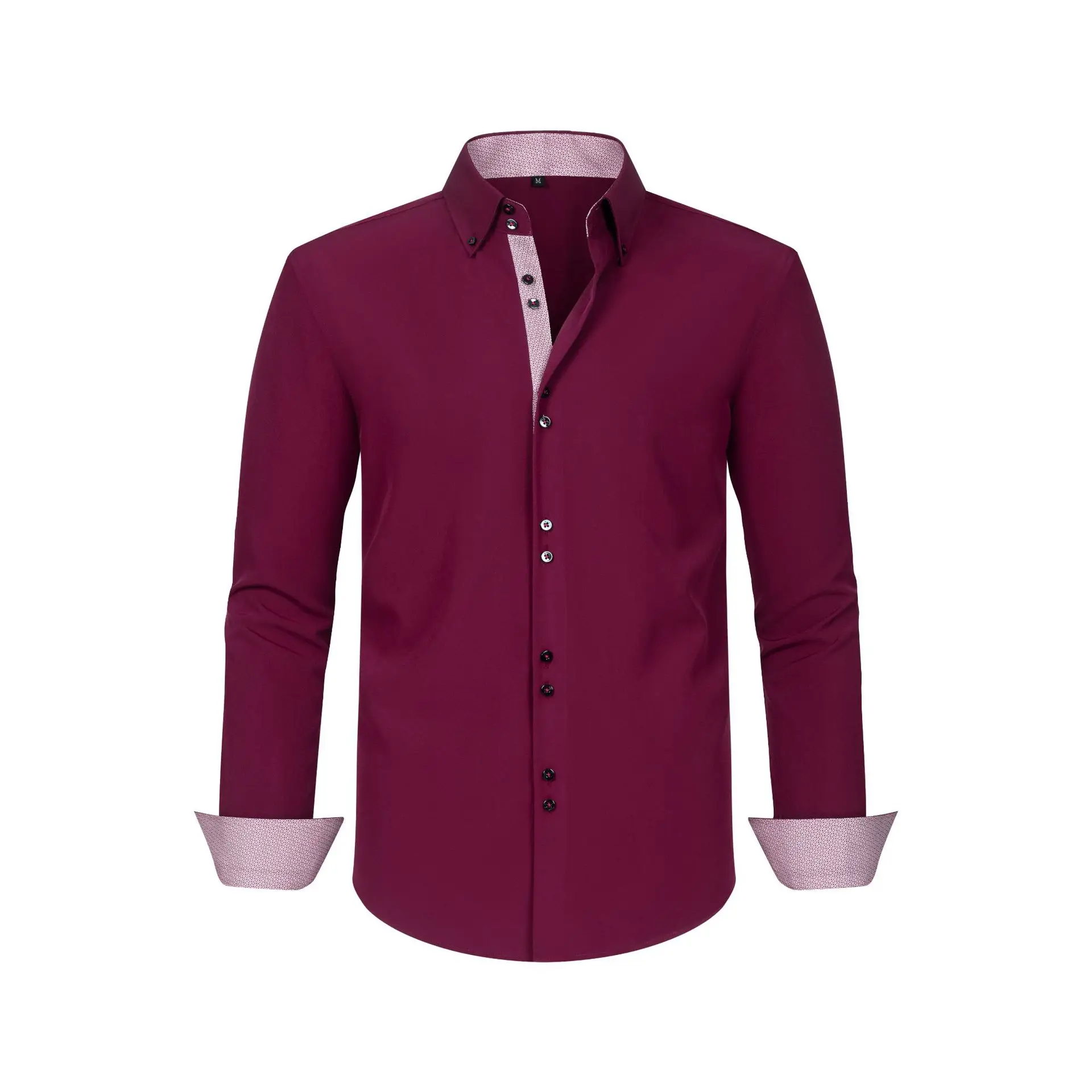 Men's Black Cross-Bound Shirt with Red Sleeves - Image 4