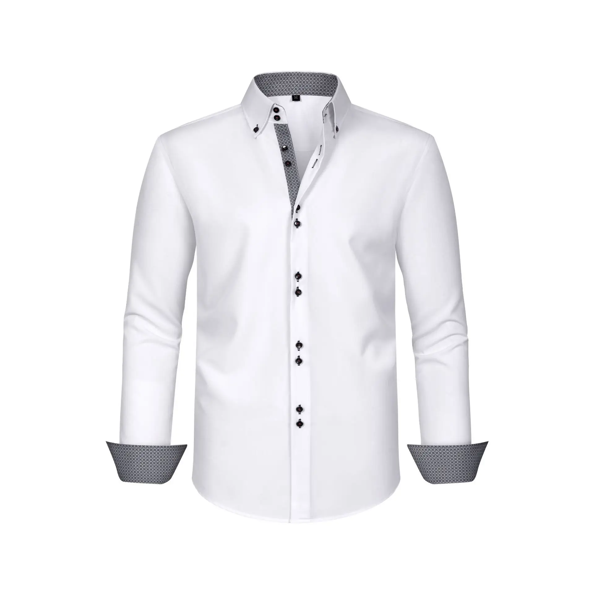 Men's Black Cross-Bound Shirt with Red Sleeves - Image 5
