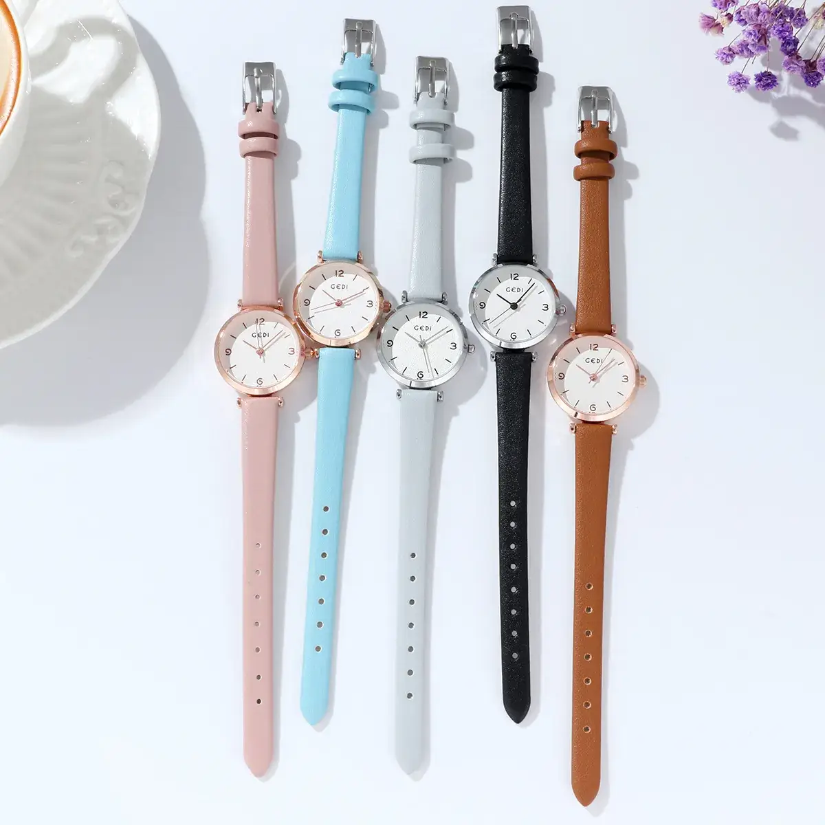 Gedi Women's White Leather Watch with Dial - Image 9