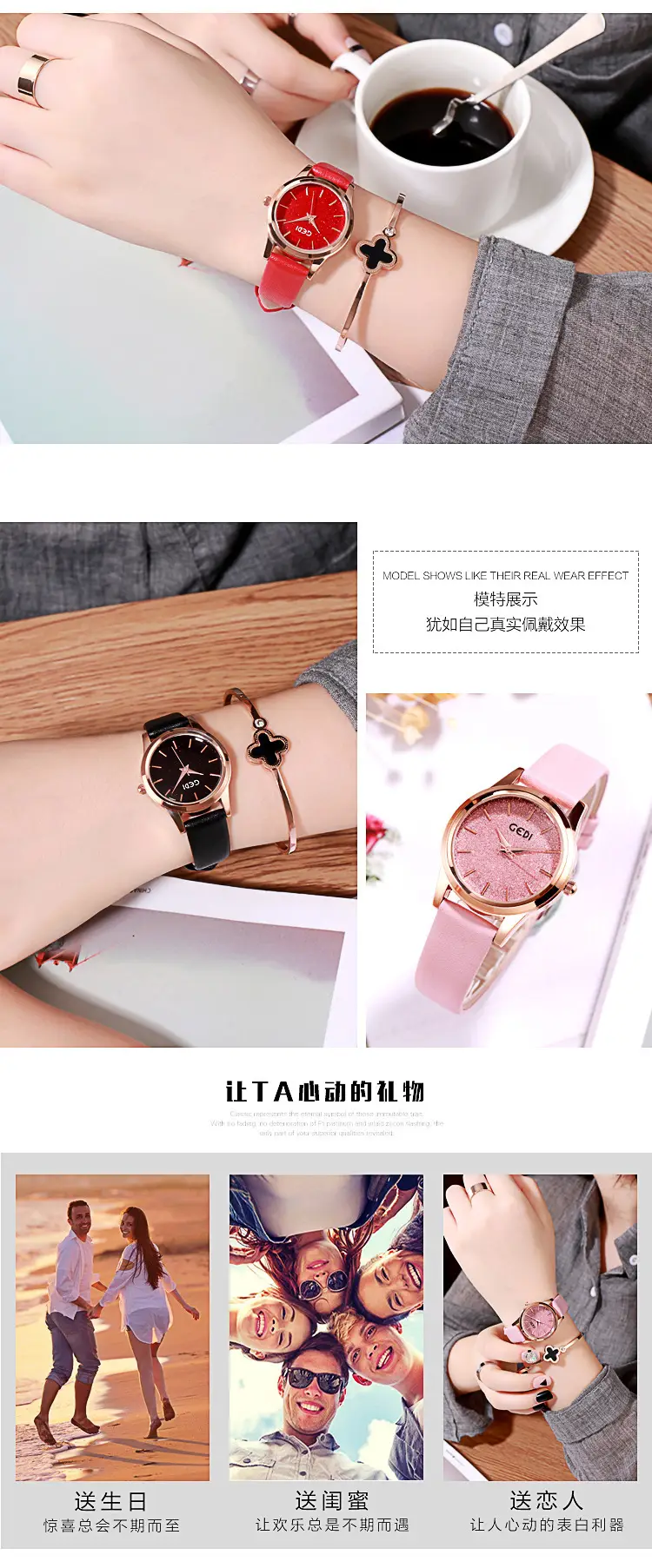 Blue Glitter Women's Quartz Watch with Rose Gold Hands — feature 10