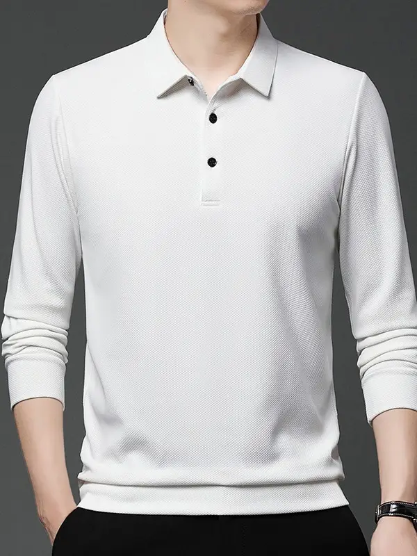 Men Olive Green Long Sleeve Polo T-Shirt 2024 - Image 14