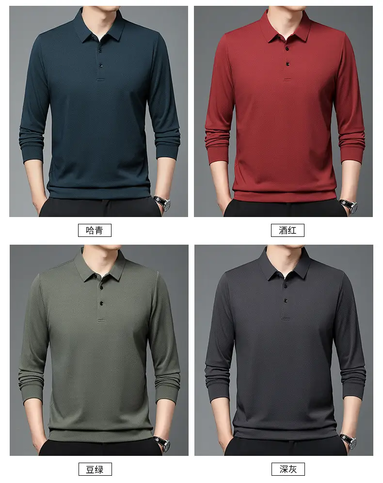 Men Olive Green Long Sleeve Polo T-Shirt 2024 — feature 10