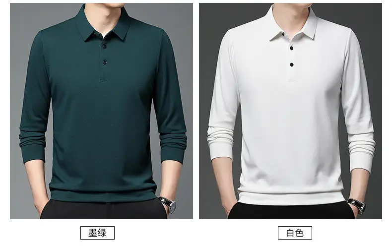 Men Olive Green Long Sleeve Polo T-Shirt 2024 — feature 11
